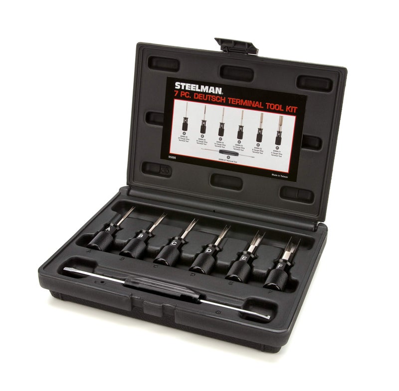 Steelman 7-Piece Deutsch Terminal Tool Kit for Auto Techs, Remove Terminal Block Wires Without Damage, Tools for 4, 8, 12, 14, 16, and 20 Gauge Wire Terminals, Wedge/Removal Tool and Screwdriver - Image 1