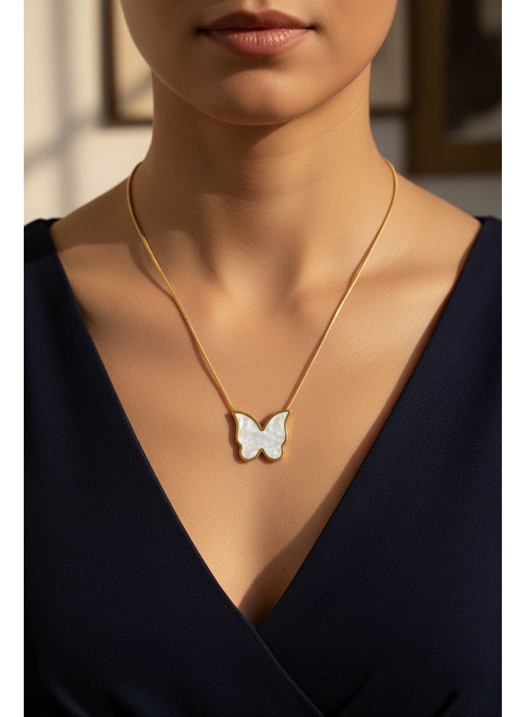 FLUFFY Women’s Necklace Shell Butterfly Pendant - Elegant - Image 1