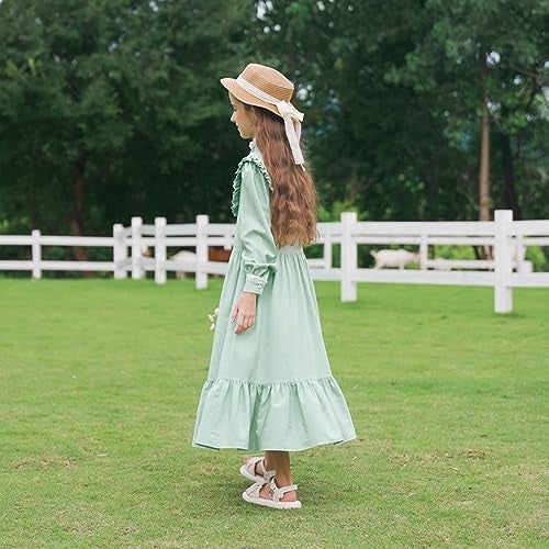 HEQU Pioneer Colonial Victorian Prairie Dress for Girls 6-12YRS (Green, 12 Years) - Image 5