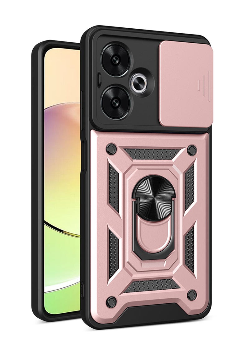 Case for OPPO A5 Pro with Sliding Camera Cover, Kickstand, PC+TPU Dual-Layer Back Cover,Rose Gold - Image 1