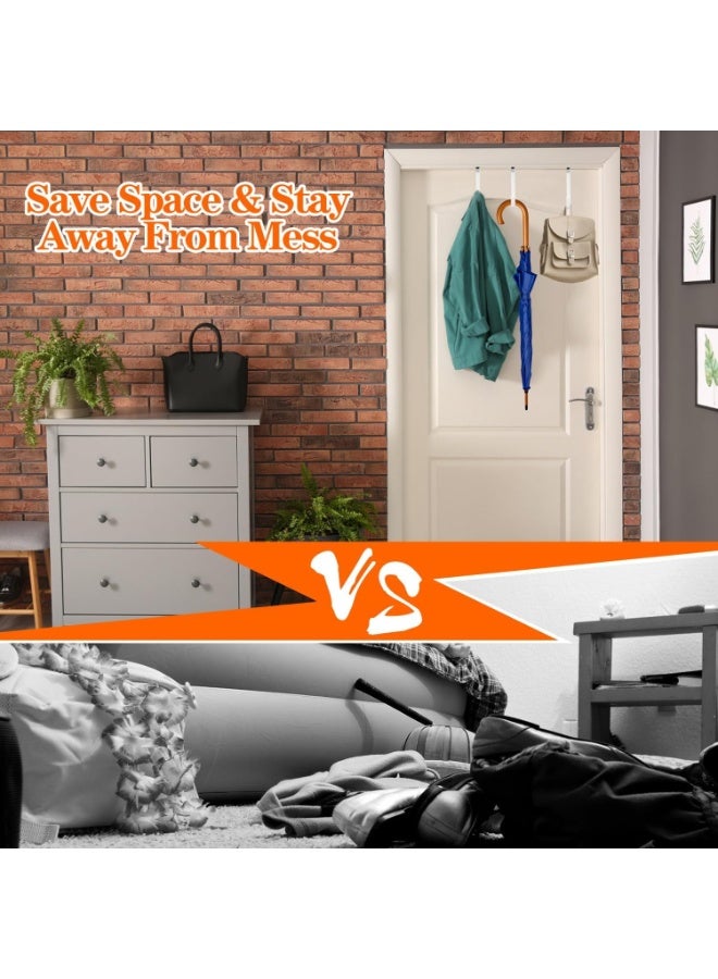 4 حزمة فوق خطاف الباب، خطاف الباب، سطح المطاط منع الخدش خطاف الباب المعلق للحمام، غرفة المعيشة، المطبخ، الملابس المعلقة، المناشف، الحقائب (الأبيض) - Image 5