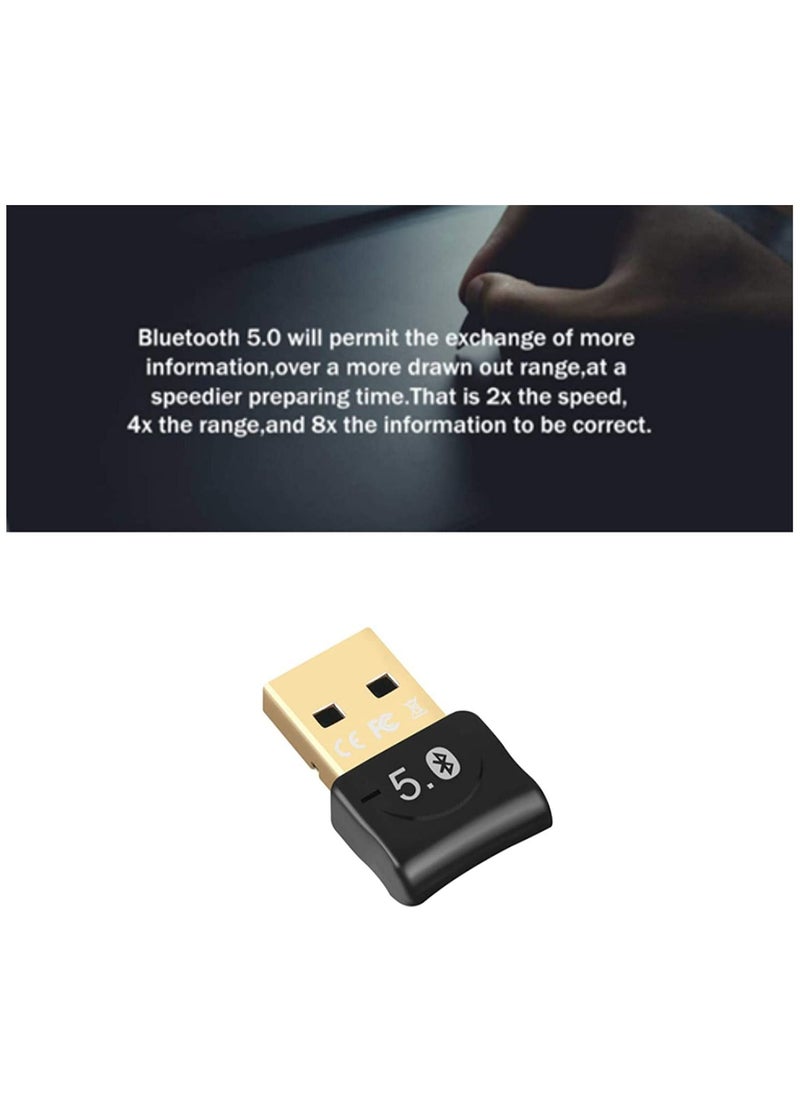 NTECH USB Bluetooth 5.0 Dongle Adapter, Wireless Bluetooth Transmitter Receiver Supports Windows 10/8.1/8 / 7 Laptop PC for Bluetooth Speaker, Headset, Keyboard, Mouse and More, Plug and Play