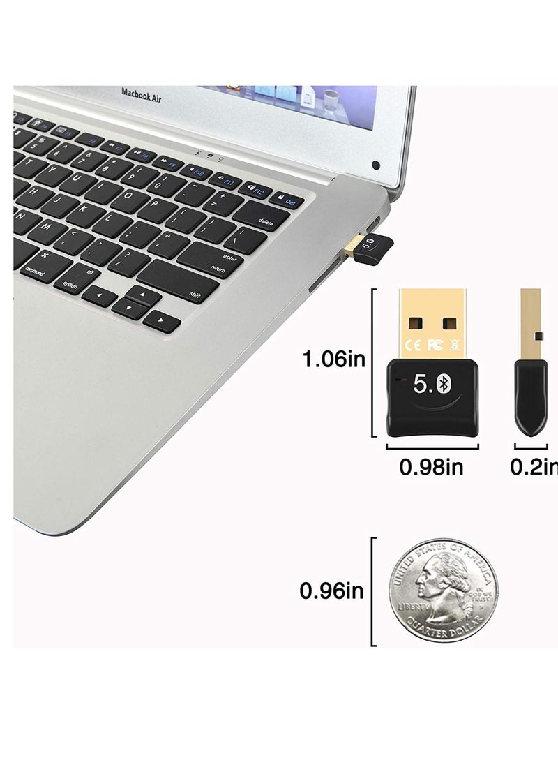 NTECH USB Bluetooth 5.0 Dongle Adapter, Wireless Bluetooth Transmitter Receiver Supports Windows 10/8.1/8 / 7 Laptop PC for Bluetooth Speaker, Headset, Keyboard, Mouse and More, Plug and Play