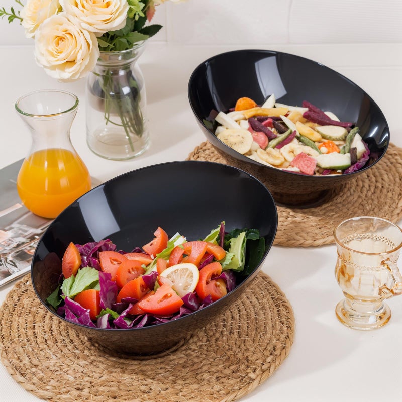 bUCLA 12 Pack Black Plastic Serving Bowls - 54 OZ Angled Bowls Disposable for Chip&Candy - Party Table Salad and Fruit for Party, Wedding & New Year - Image 3