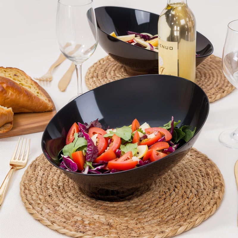 bUCLA 12 Pack Black Plastic Serving Bowls - 54 OZ Angled Bowls Disposable for Chip&Candy - Party Table Salad and Fruit for Party, Wedding & New Year - Image 5