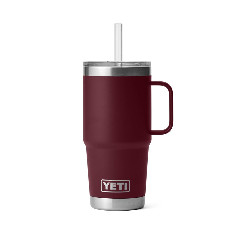 YETI Rambler 25 oz Tumbler with Handle and Straw Lid Travel Mug Water Tumbler Vacuum Insulated Cup with Handle Stainless Steel Wild Vine Red