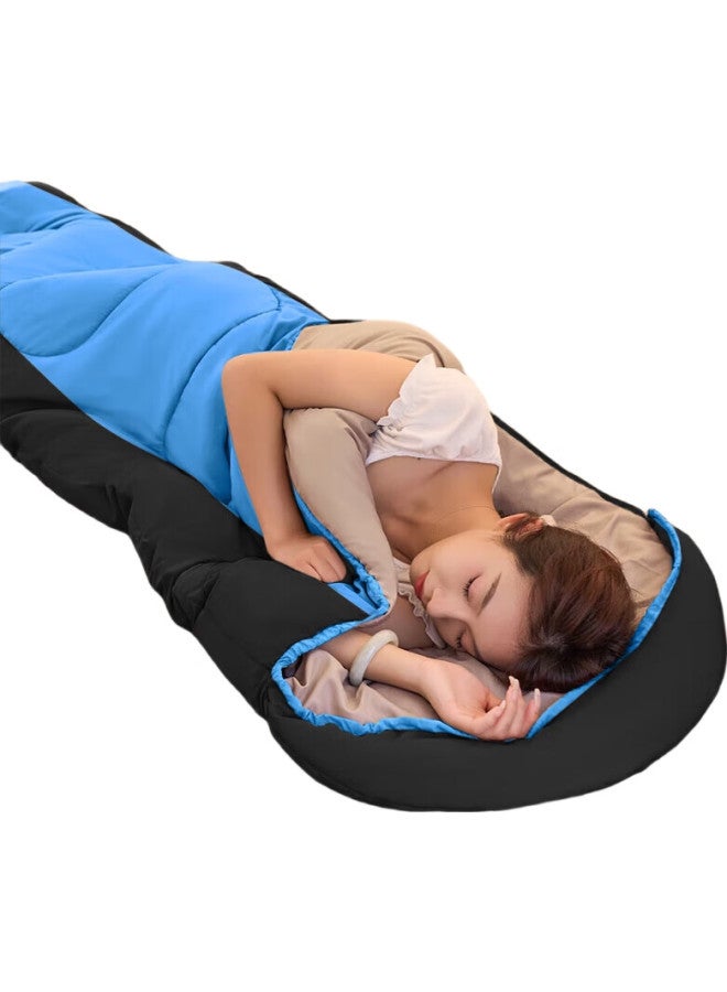 BeiJiLang Sleeping Bag For Adults, Outdoor Travel, Winter And All Seasons, Warm, Indoor Camping, Single Person, Dirt-Proof Cotton Sleeping Bag, 2.3Kg, Blue - Image 2