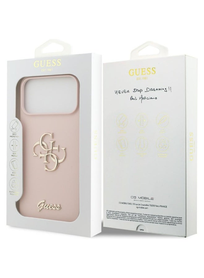 GUESS Guess Silicone Big 4G Script Case for iPhone 17 Pro Max - Pink - Image 1