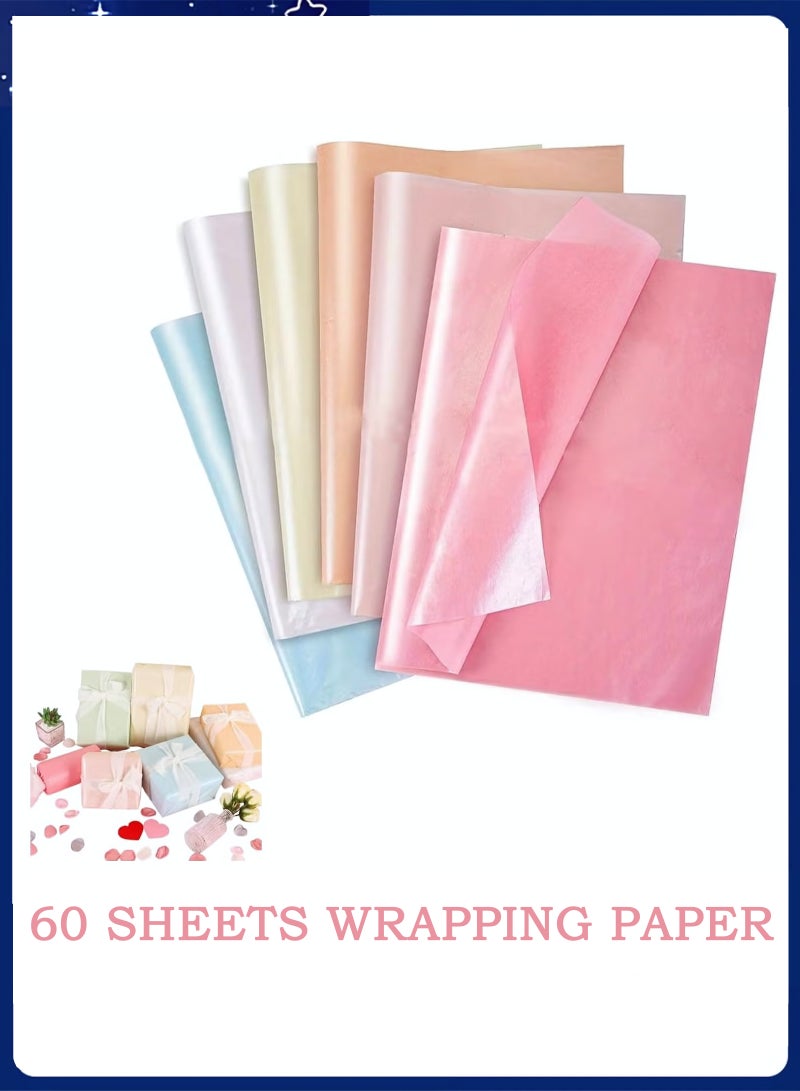 60 Sheet Gift Wrap Papers, Colorful Wrapping Paper for DIY Craft Present, Gift Wrapping Tissue Paper for Birthdays, Holidays, Weddings, Art Crafts, Party Favor Decor, 50*35 cm - Image 1