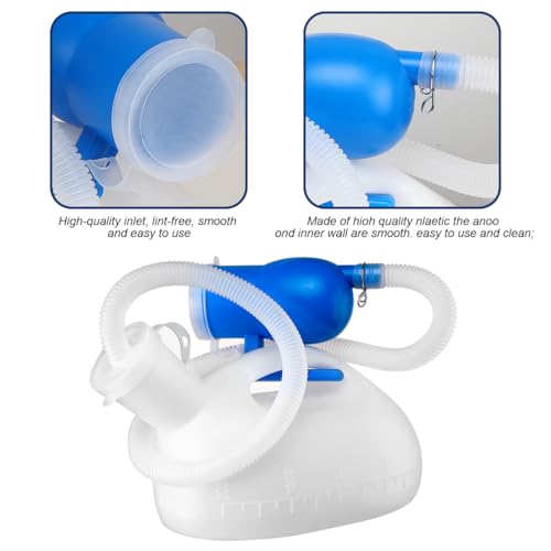 ILSSLI Men Urinal Bottle Portable Toilet Male Pee Bottle Reusable Urine Bottle Collector Bed Pan with 71" Long Tube and Lids for Hospital Camping Elderly Bedridden Person (2L) - Image 3