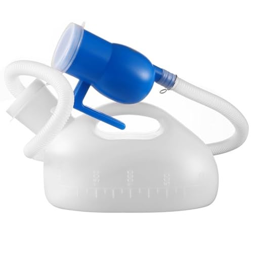 ILSSLI Men Urinal Bottle Portable Toilet Male Pee Bottle Reusable Urine Bottle Collector Bed Pan with 71" Long Tube and Lids for Hospital Camping Elderly Bedridden Person (2L) - Image 1