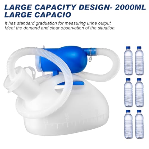 ILSSLI Men Urinal Bottle Portable Toilet Male Pee Bottle Reusable Urine Bottle Collector Bed Pan with 71" Long Tube and Lids for Hospital Camping Elderly Bedridden Person (2L) - Image 5