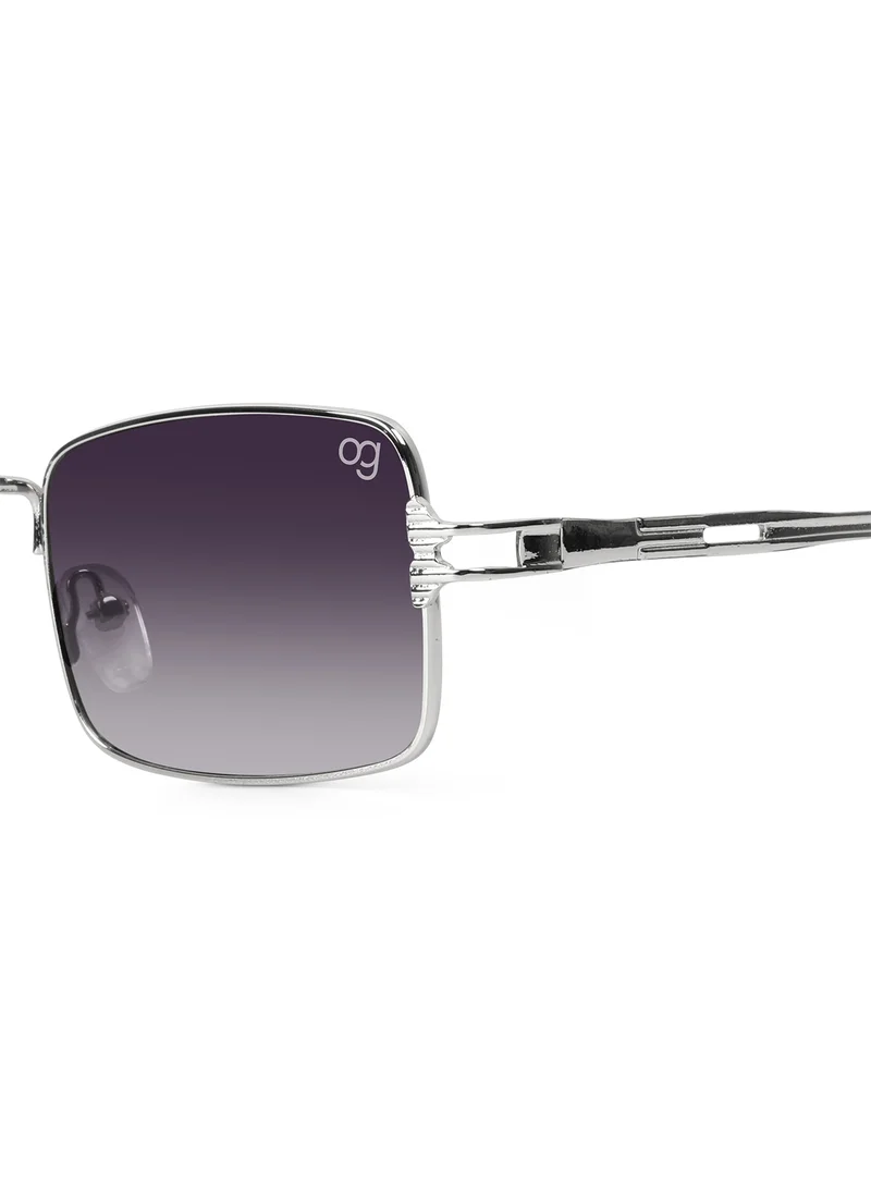 Woggles UV- Protected  Silver Rectangle Sunglasses