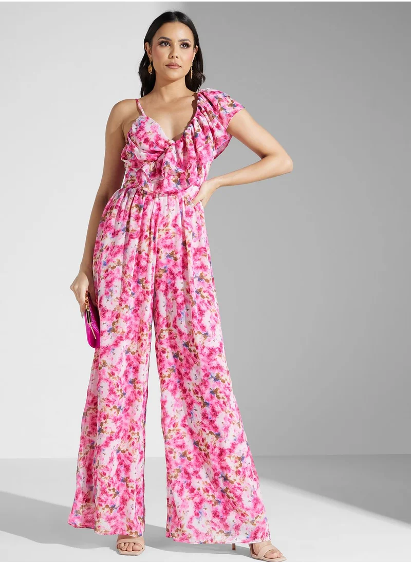 TFNC Floral Ruffle Wide Leg Jumpsuit