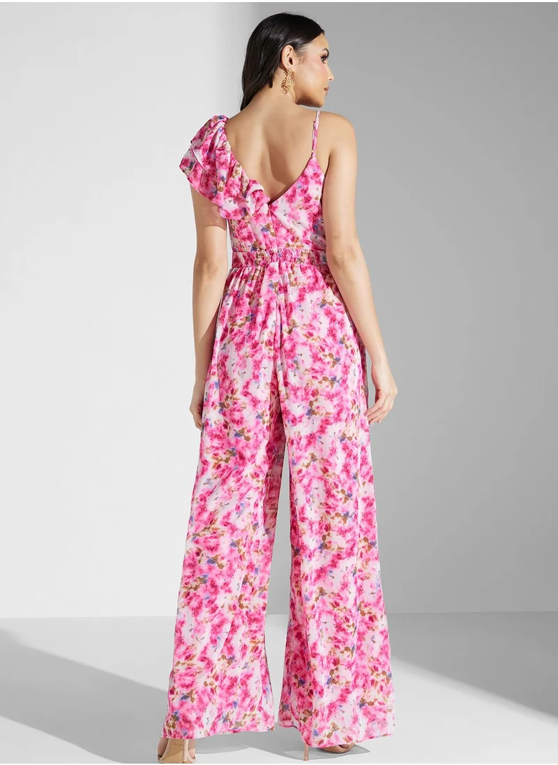 TFNC Floral Ruffle Wide Leg Jumpsuit