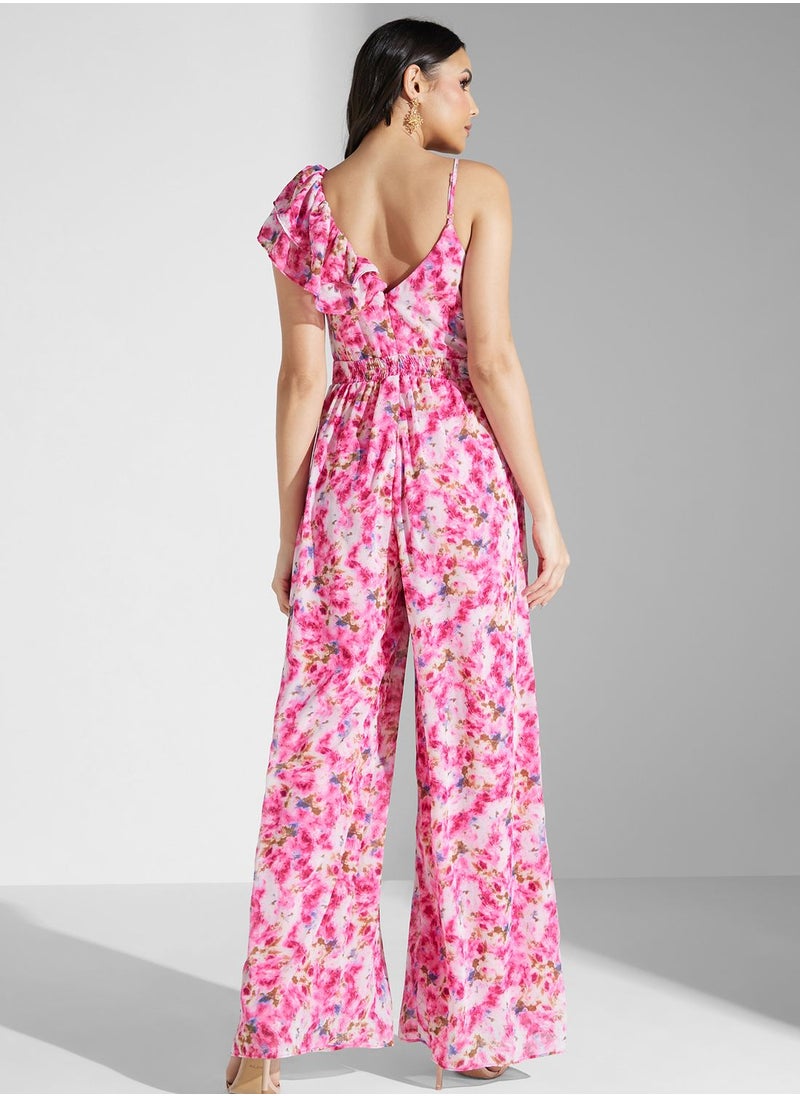 TFNC - Floral Ruffle Wide Leg Jumpsuit - Image 1