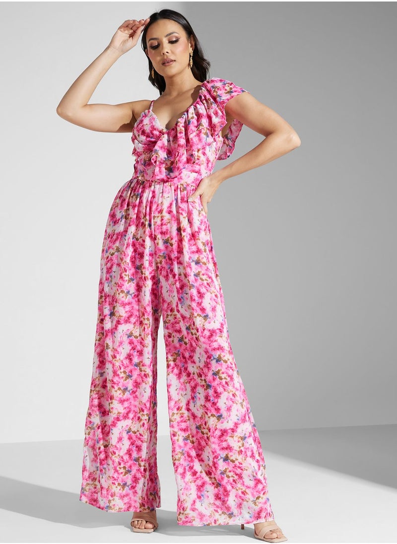 TFNC - Floral Ruffle Wide Leg Jumpsuit - Image 1