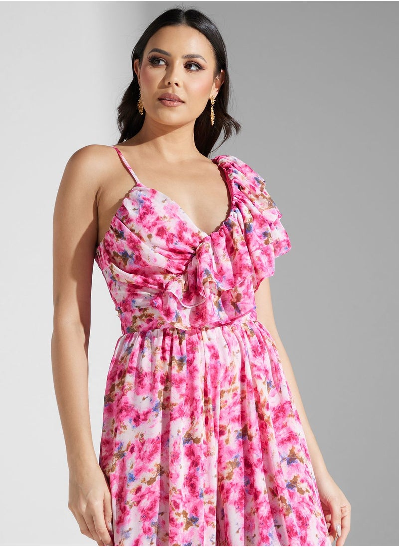 TFNC - Floral Ruffle Wide Leg Jumpsuit - Image 1