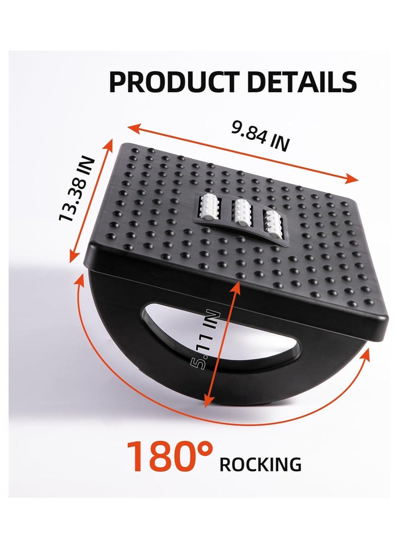 Ergonomic Foot Rest Under Desk, 180° Rocking Desk Foot Stool with Massage Surface, Foot Massager for Home, Office, Relieve Leg Pressure (Grey) - Image 4