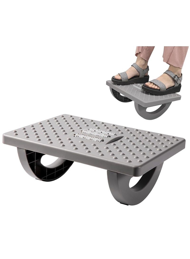 Ergonomic Foot Rest Under Desk, 180° Rocking Desk Foot Stool with Massage Surface, Foot Massager for Home, Office, Relieve Leg Pressure (Grey) - Image 1