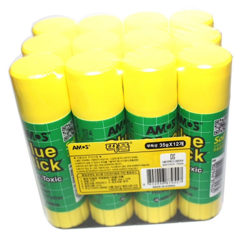 Amos X12 35g 123oz Amos Glue Stick Non Toxic Paper Stationery School Office Pack of 12 Pcs - Image 3