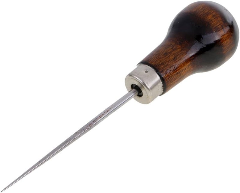 klarako Wooden Handle Leather Stitching Punching Sewing Awl Repair Tool Scratch Awl for Leathercraft - Image 1
