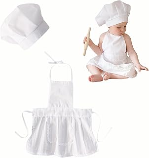 Generic 2 PCS Baby Photography Props, Baby Chef Outfit for 6-24 Months, Chef Hat and Apron Photo Props Costume for  - Image 1