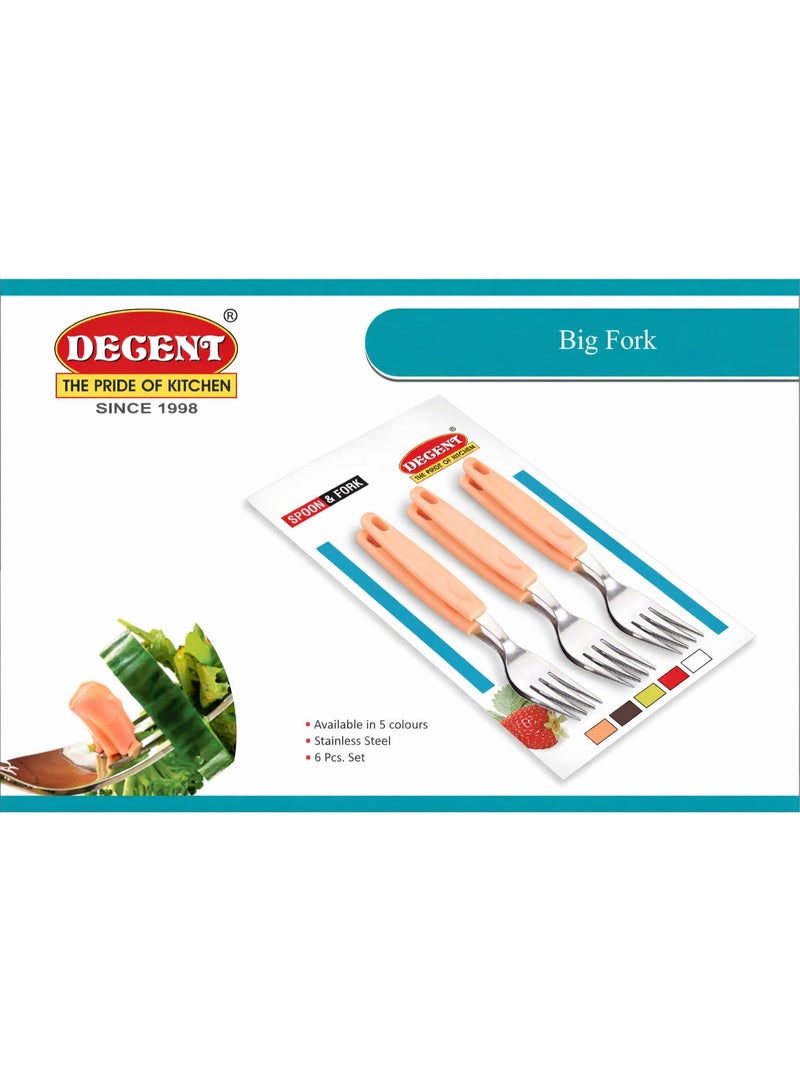 ديسينت ديسنت بيغ فورك سِت أوف 6 | ستينلس ستيل فوركس | إيرغونومِك هاندل | ميرر فينيش | هيفي ديوتي تيبل فورك سِت فور هوم، كيتشن، ريستورانت، ديش واشر سيف - Image 5