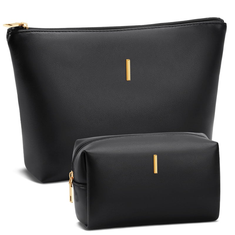 CLOUDWINGS Graduation Gifts Initial Makeup Bag for Women Personalized Gifts for Bridesmaid Teachers Friend Female College Cosmetic Travel Toiletry BagBlackI - Image 2