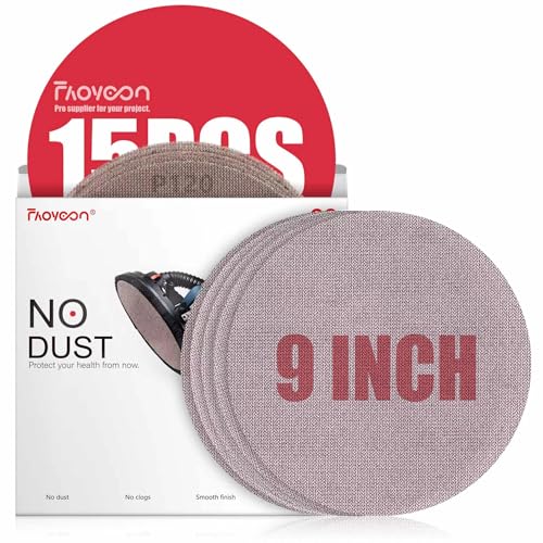 Faoyoon 9 Inch Sanding Disc Drywall Sandpaper, Dust Free Sanding Drywall Sander Pads, 15 Pack Assortment 80 | 120 | 220 | 320 | 600 Grit - Image 1