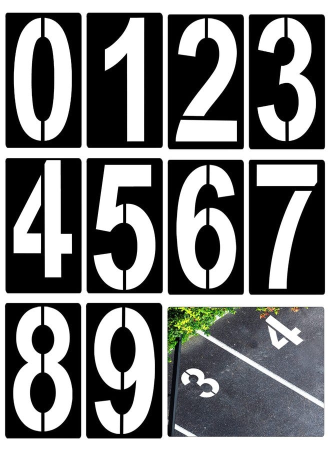 AIEX 12inch Large Number Stencils, Reusable Curb Address Numbers 10pcs Plastic Parking Stencils for Painting from 0 to 9 - Image 1