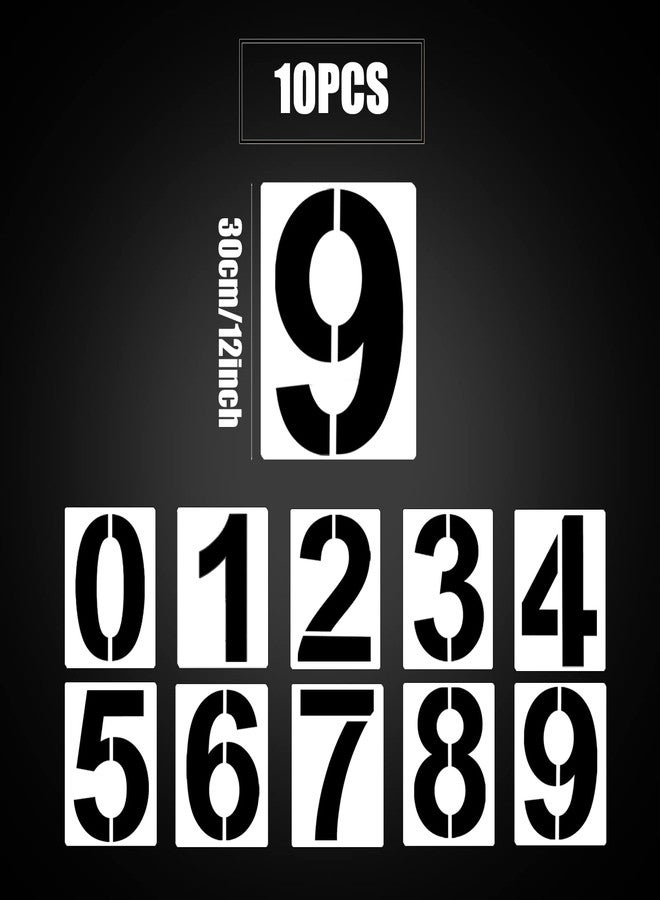 AIEX 12inch Large Number Stencils, Reusable Curb Address Numbers 10pcs Plastic Parking Stencils for Painting from 0 to 9 - Image 2