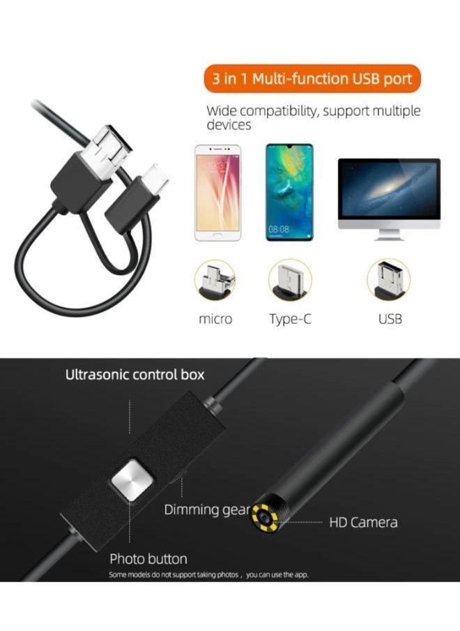 ماركة غير محددة كاميرا منظار 5.5 ملم للجوال 3 في 1 USB Type-C كابل مرن أندرويد كاميرا مراقبة الحجم: 2 متر  - Image 2