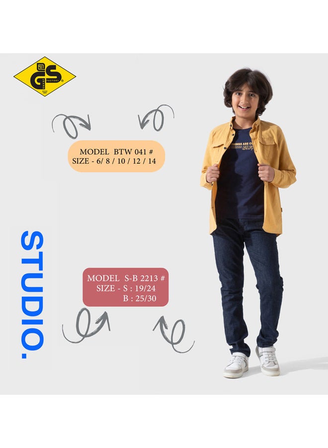 جي@إس قميص كتان صيفي للأولاد مع تيشيرت قطني