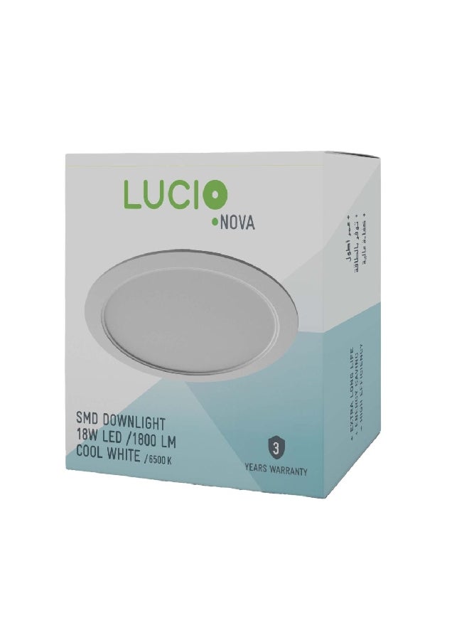 Lucio 18W 1800-Lumens High Efficiency Energy-Saving Downlight Cool White 1.77 x 3.6 x 17.7 cm DR46c-18W-6500K 