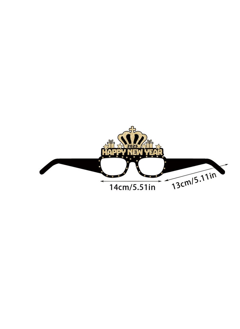 Y&D - 12 Pcs Happy New Year Eyeglasses Hats Hello 2025 Party Paper Glasses Black Gold Glitter New Years Eve Party Supplies  New Years Party Favors Costume Party  Decorations - Image 1