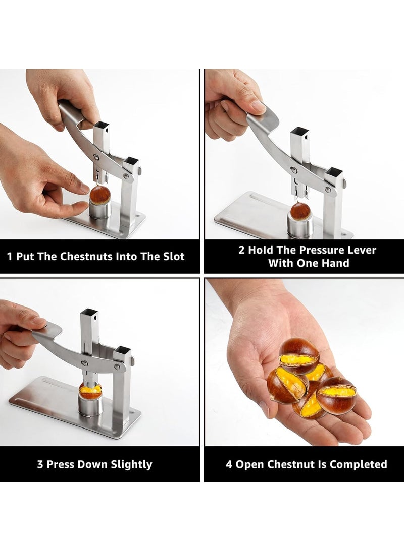 Excefore Chestnut Clip Nut Cracker, Heavy Duty Chestnut Opener with Non-Slip Handle, Stainless Steel Chestnut Peeler Kitchen Tools for Nut Walnut Chestnut - Image 3