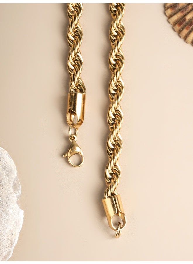 PALMONAS 18k Gold Tone Plated Rope Chain | 6 MM
 for Men - Image 3