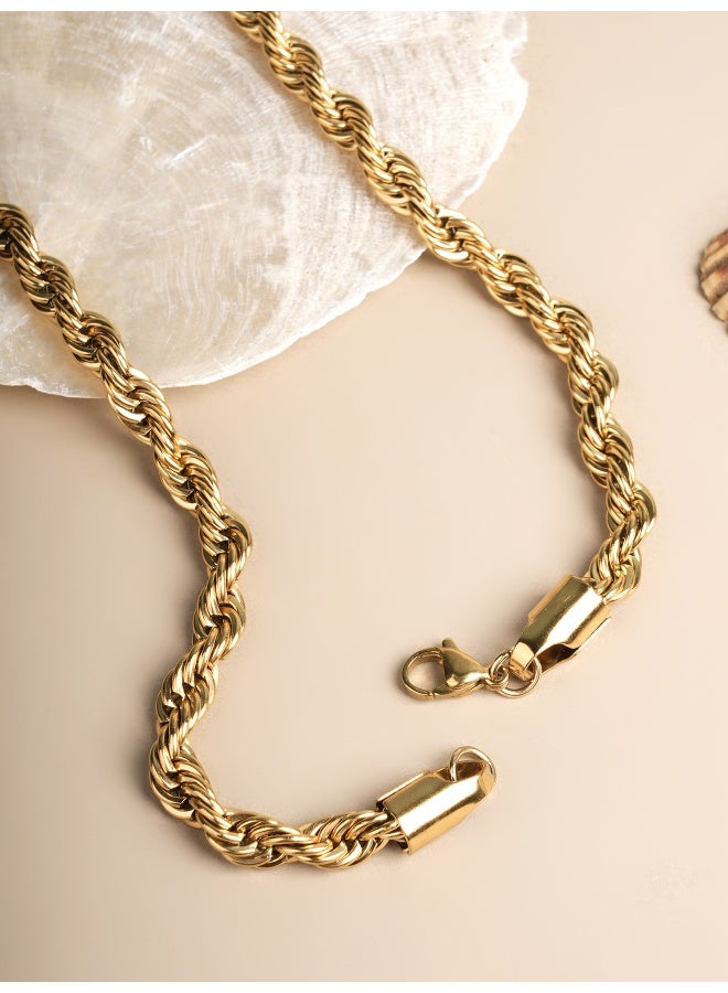 PALMONAS 18k Gold Tone Plated Rope Chain | 6 MM
 for Men - Image 4