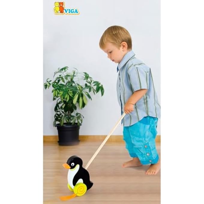 - WOODEN MULTI COLOUR ANIMAL PENGUIN PUSH TOY FOR KIDS - Image 2