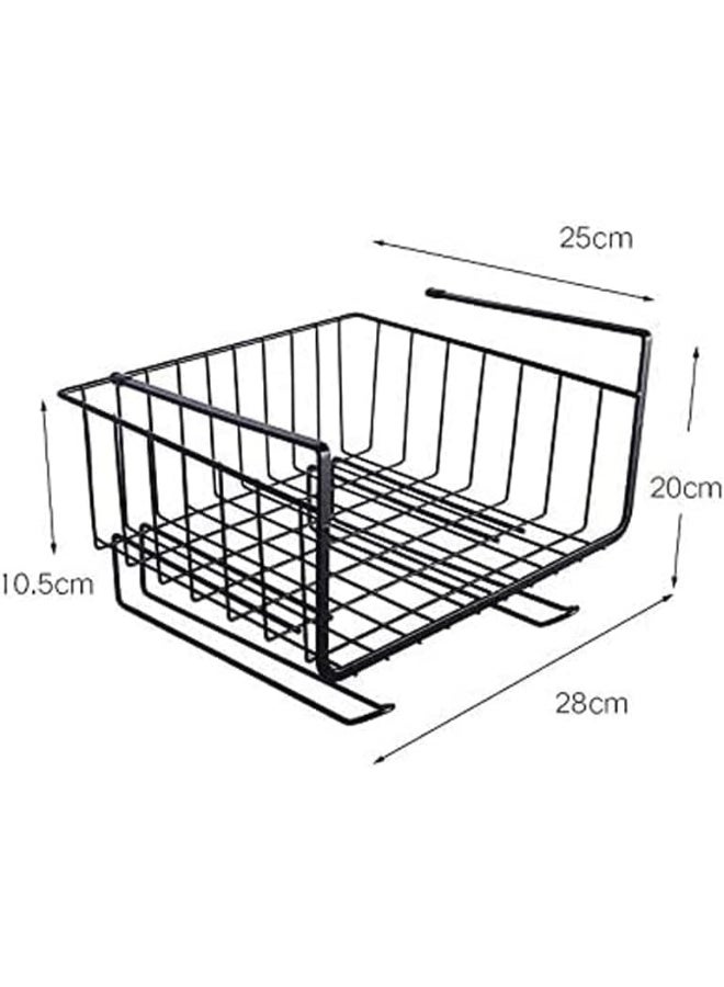 SHOWAY Rack Storage Organizer, with 2 Tier Hanging Rails 5 Hooks and Basket for Kitchen Cookware Utensils Under Shelf Holder, Assorted colors - Image 3