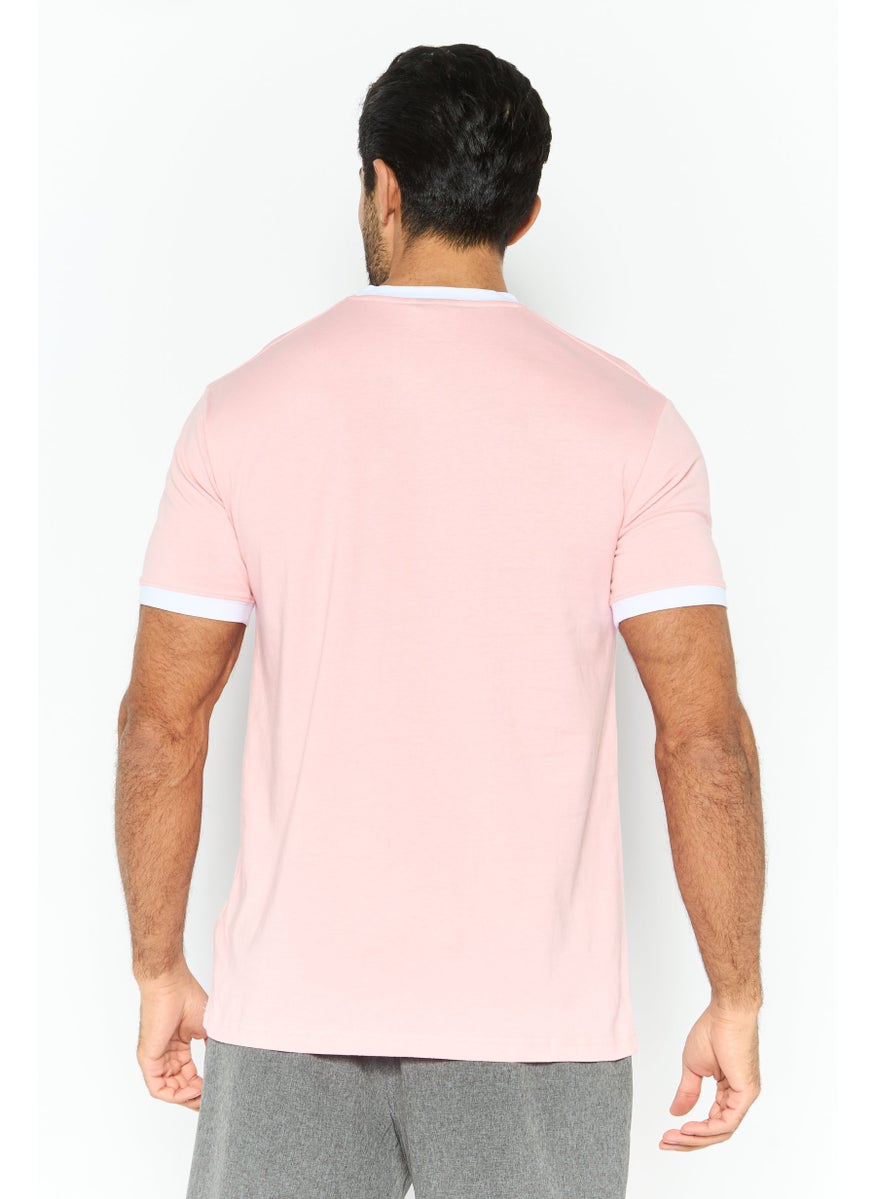 Ellesse Men Sportswear Fit Short Sleeves Outdoor T-Shirt, Light Pink  - Image 4