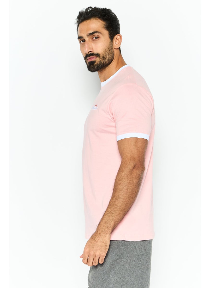 Ellesse Men Sportswear Fit Short Sleeves Outdoor T-Shirt, Light Pink  - Image 3