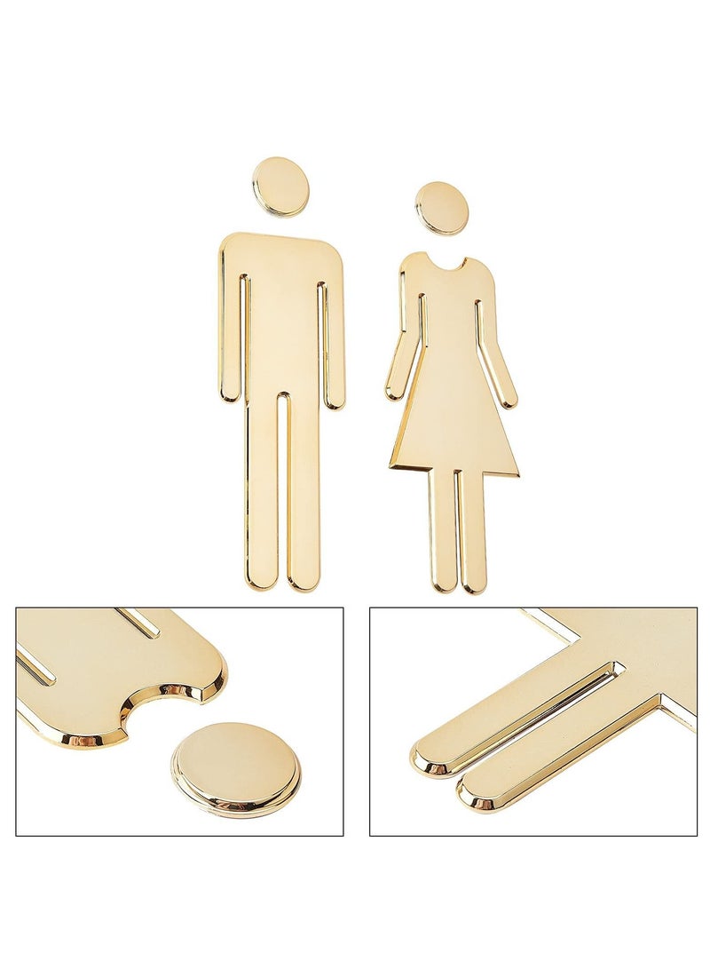 Generic Toilet Signs Self Adhesive for Ladies and Gentlemen Washroom Door Signs Bathroom WC Door Boys and Girls Logo Signage Toilet Wall Label Stickers for Home Hotel Office Store Parking Restaurant (Gold) - Image 2