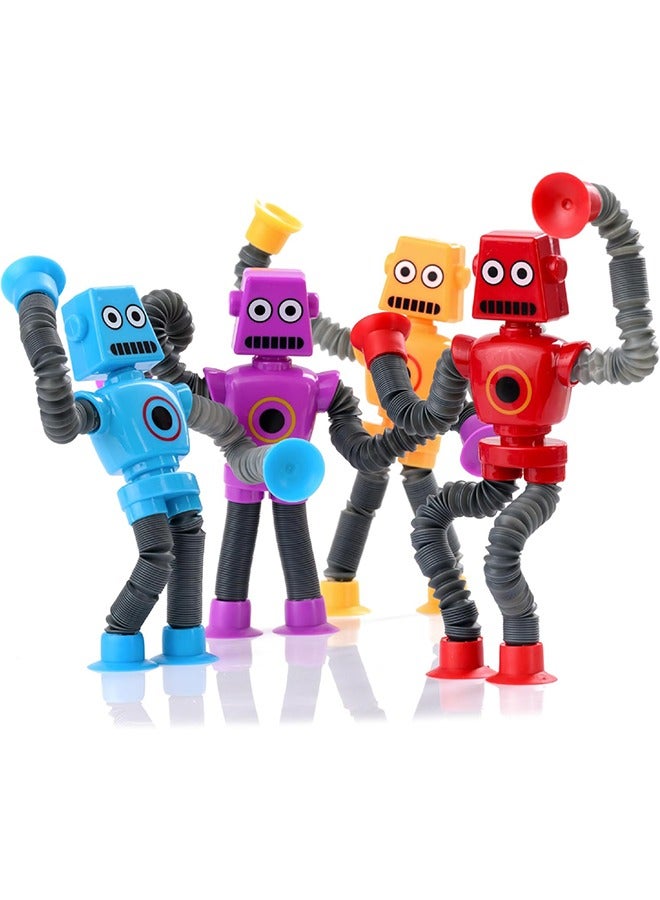 مجموعة من 4 ألعاب روبوتية تلسكوبية بأكواب شفط، تُنمّي المهارات الحركية الدقيقة للأطفال الصغار وتُساعد على التعلم الإبداعي، ألعاب حسية لمرضى التوحد للأطفال من سن 3 إلى 6 سنوات، هدايا حفلات للأولاد والبنات (متعددة الألوان) - Image 2