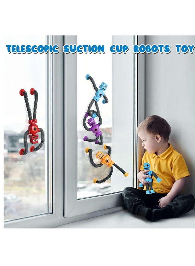مجموعة من 4 ألعاب روبوتية تلسكوبية بأكواب شفط، تُنمّي المهارات الحركية الدقيقة للأطفال الصغار وتُساعد على التعلم الإبداعي، ألعاب حسية لمرضى التوحد للأطفال من سن 3 إلى 6 سنوات، هدايا حفلات للأولاد والبنات (متعددة الألوان) - Image 5