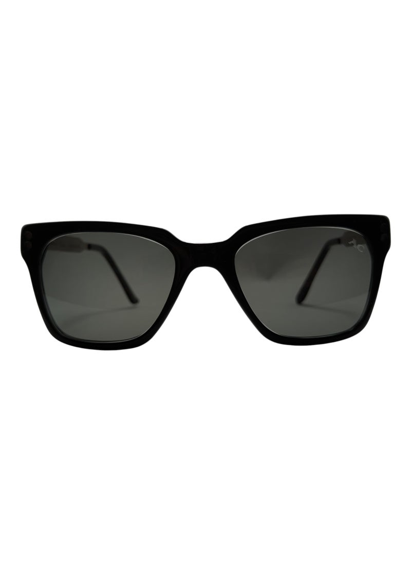 Armando Cavelli - Authentic Armando Cavalli sunglasses, crafted from carefully selected premium acetate for a luxurious look and longevity with extensive use. This model combines modernity and classic style, with a raw black acetate front and silver -plated metal temples to complete your luxury look. Comes with premium polymer lenses offer UV400 protection in a dark grey - Image 1