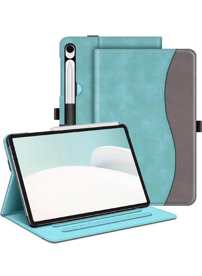 Samsung Galaxy Tab S9 FE 5G 10.9 inch/Galaxy Tab S9 11 inch 2023 Case, Multi-Angle Viewing Protective Leather Case with Pocket, Durable Shockproof Cover for Samsung Galaxy Tab S9/S9 FE 2023,Turquoise - Image 1