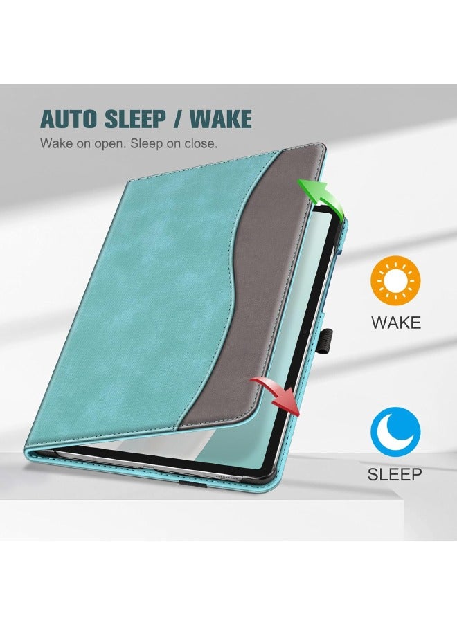 Samsung Galaxy Tab S9 FE 5G 10.9 inch/Galaxy Tab S9 11 inch 2023 Case, Multi-Angle Viewing Protective Leather Case with Pocket, Durable Shockproof Cover for Samsung Galaxy Tab S9/S9 FE 2023,Turquoise - Image 5