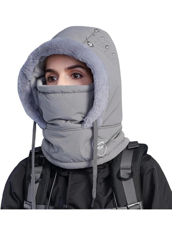 SYOSI Unisex Winter Balaclava, One-Piece Fleece Hooded Face Mask, Thermal Windproof Snow Mask with Earmuff Protection, Full Face Coverage for Skiing, Snowboarding, Motorcycling, Outdoor Winter Sports (Gray) - Image 1